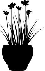 Fun different plants silhouette. Cartoon plants