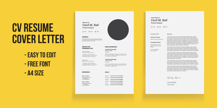 Creative Modern Resume and Cover Letter Layout Cv Resume and Cover Letter