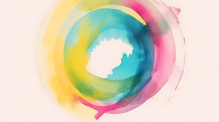 Naklejka na ściany i meble Circular multicolor watercolor painting. canvas background, Random colorful Fun circular shapes art