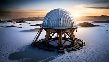 Polar scientific research base in the Antarctic - global warming research from ice cap readings concept - Generative AI