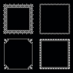 Set of decorative frames Elegant vector element for design in Eastern style, place for text. Floral black and white borders. Lace illustration for invitations and greeting cards.