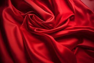 Fototapeta premium red satin background with strong folds and curves. Background