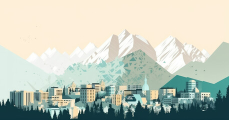 Illustration of the city of Almaty