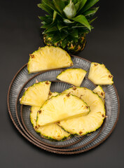Pineapple slices on a tray