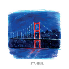 Istanbul city bosphorus bridge night view