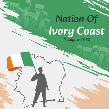 Ivory Coast Independence Day Post Design. August 7th, the day when Ivorians made this nation free. Suitable for national days. Perfect concepts for social media posts, greeting card, cover, banner.