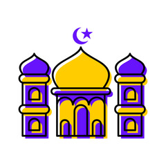 big mosque building islamic icon button vector illustration