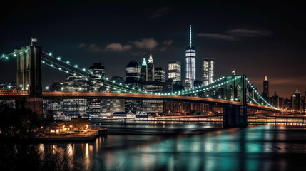 Fototapeta premium Brooklyn bridge. Breathtaking travel destination place. Generative AI