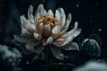 A poetic flower that welcomes snow. Generative AI