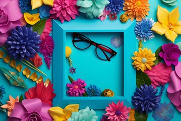 Colorful CMYK summer-themed frame. Generative AI