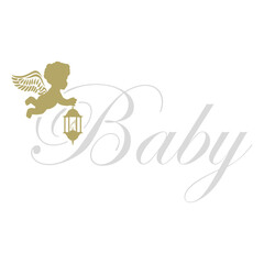 golden baby angel with lantern