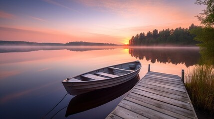 Carefree boat on the water. Generative AI