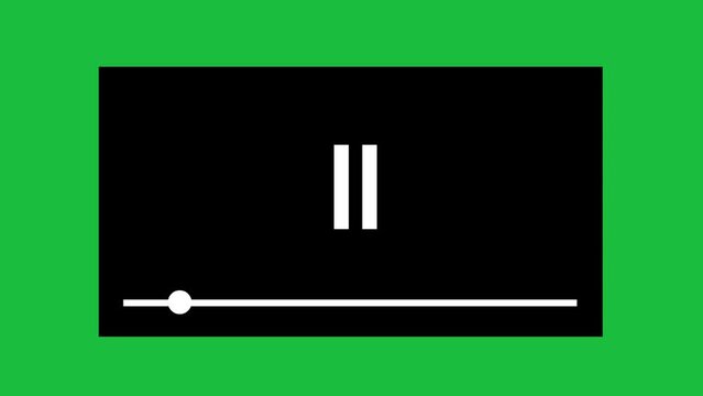 video player icon animation, on a green chroma key background