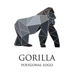 Geometric gorilla. Polygonal logo design.
