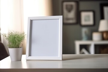 Blank Photo Frame Mockup Template Design With Livingroom Background Generated AI