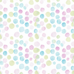 Abstract watercolor soap bubbles seamless background, pastel colors and white background, ai generative art.