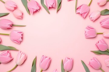 Obraz na płótnie Canvas pink tulips on white background, generative ai