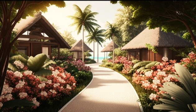 tropical resort hotel, generative ai