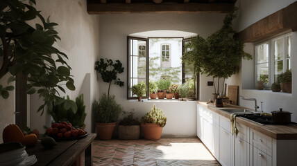 Tuscan courtyard, Generative AI