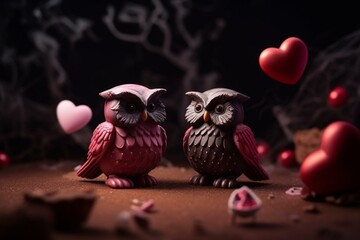 Adorable critters on Valentine's hearts. Generative AI