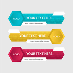 Set of three modern lower third banner template. Vecto
