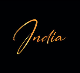 decorative 3d gold india text on black background