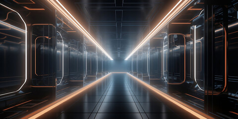 abstract background, corridor with neon lights