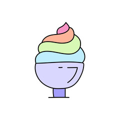 Ice cream balls colorful icon for food apps and websites. Soft ice cream, cream
