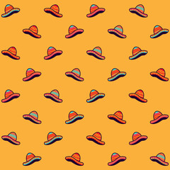 Mexican Sombrero Hat Seamless Pattern	