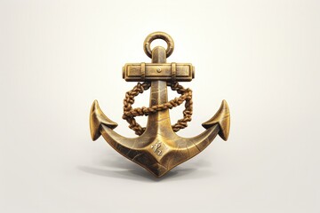 Ship anchor illustration, icon, logo, white background. Generative AI - obrazy, fototapety, plakaty
