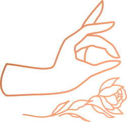 Abstract elegant logo design with hand and rose on transparent background for flyer, flower shop or beauty salon