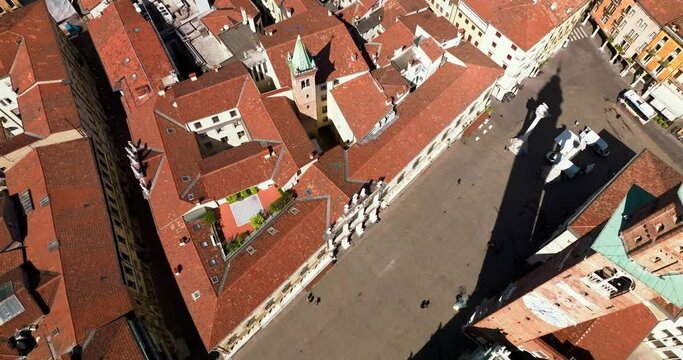 Aerial view of a small Italian town on a sunny day