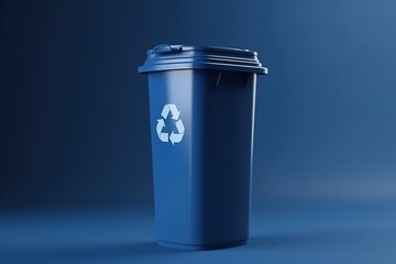 Garbage container illustration with recycling symbol, recycling concept, white background. Generative AI