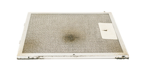 Used Hood Filter, Old Dirty Kitchen Air Filter Isolated