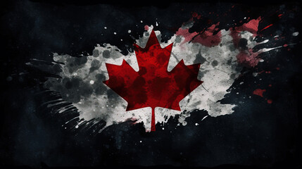 Awesome Canadian flag design. Splashes and grunge. Creative with Generative AI.