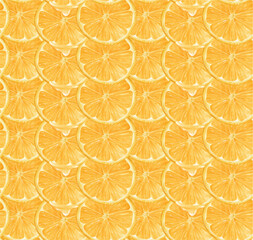pattern seamless background Watercolor close up sliced orange fruit semi realistic hand drawing painted illustration, isolated on white background