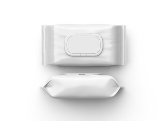 Wet Wipe Tissues Realistic Package Mockup Template For Branding 3d Rendering - obrazy, fototapety, plakaty