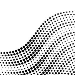 Halftone retro wavy doted background on white paper, vector illustration