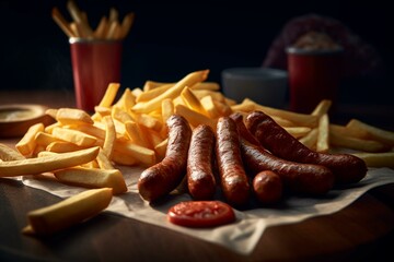 Sausage and french fries. Generative AI