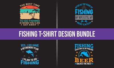 Fishing T-shirt Design Bundle