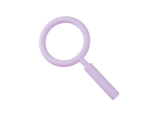 Magnifying glass, 3D icon search magnifying isolated on white background, 3D rendering Illustration
