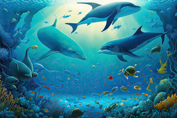 Obraz na płótnie Canvas Breathtaking view of marine life in the ocean