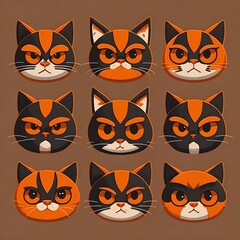Fototapeta premium Das Bild zeigt mehrere unterschiedliche Ausdrücke von Katzen mit hohen Kontrasten.