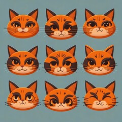 Fototapeta premium Das Bild zeigt mehrere unterschiedliche Ausdrücke von Katzen mit hohen Kontrasten.