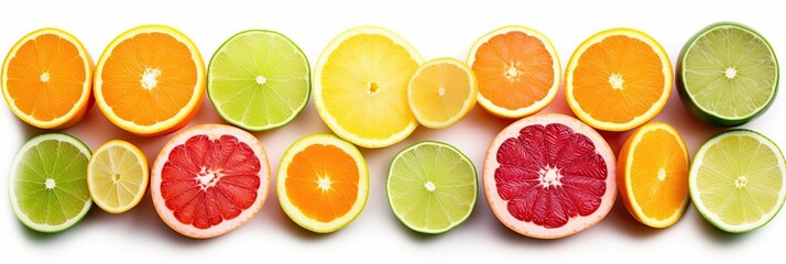 citrus fruits Grapefruit, lemon, orange, lime isolated on white background, generative ai