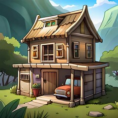 Countryside house created with Generative AI technology