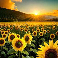Sunflower field created with Generative AI technology