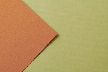 Rough kraft paper background, paper texture orange green colors. Mockup with copy space for text