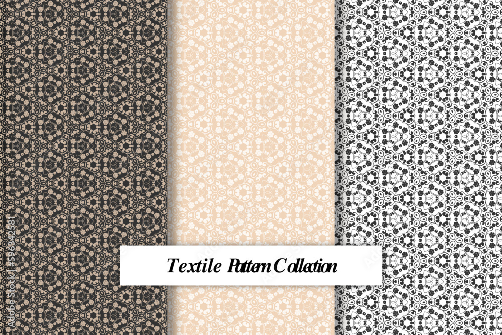 Aufkleber Vector pattern black and white set of textile patterns, Vector seamless pattern set of textile patterns, geometric pattern set Vector