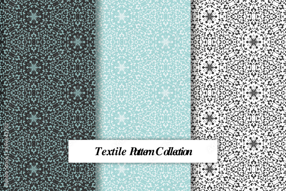 Aufkleber Vector pattern black and white set of textile patterns, Vector seamless pattern set of textile patterns, geometric pattern set Vector